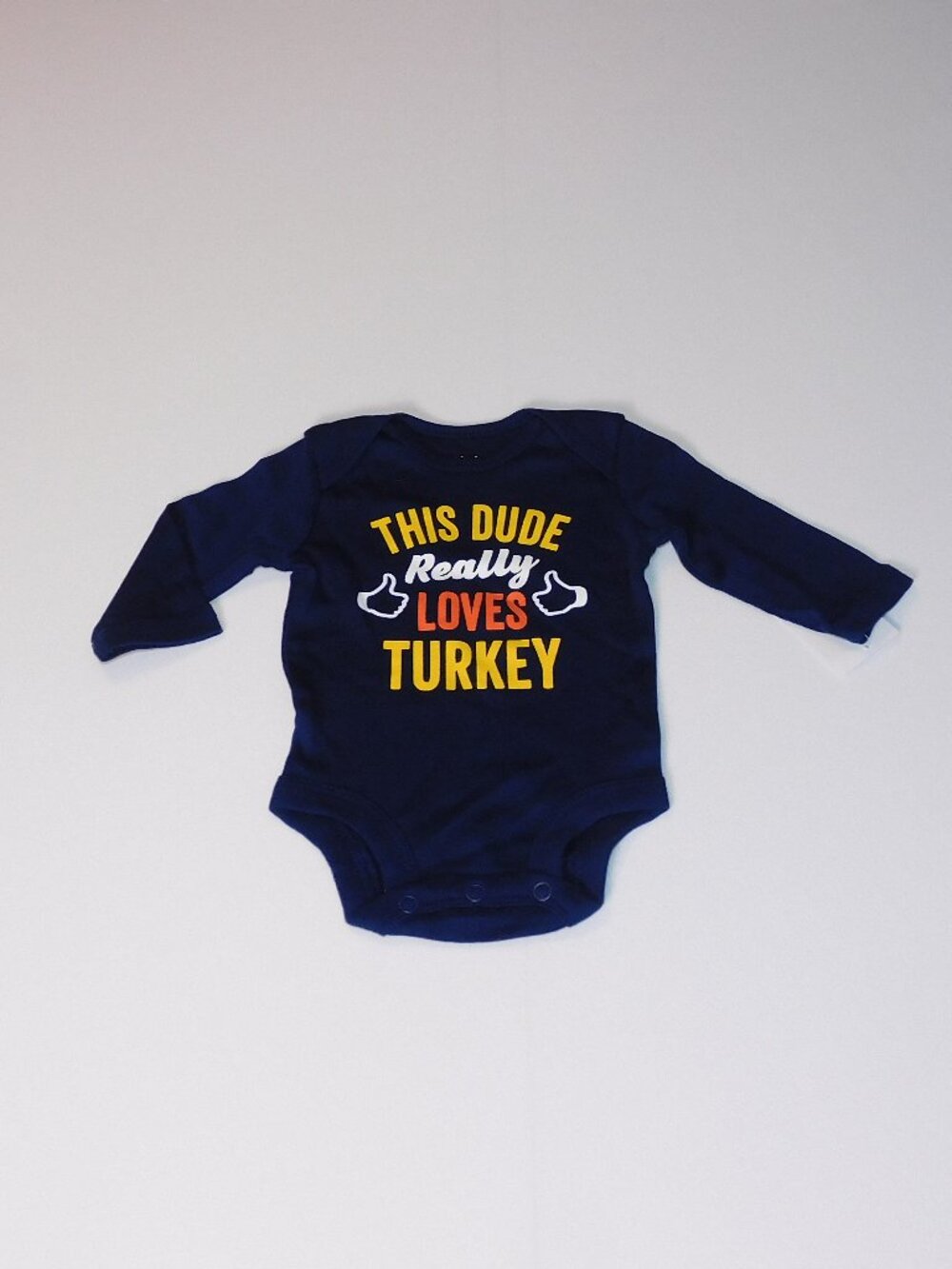 Baby First Thanksgiving Long Sleeve One Piece Dude Loves Turkey Unisex NEW